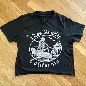 Los Angeles California Skeleton Skateboarding Crop Top Sz-X-Small